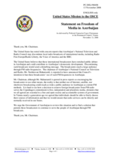 Statement by the Delegation of the United States on freedom of media in Azerbaijan