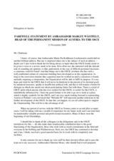 Farewell statement by Ambassador Margit Wästfelt, Head of the Permanent Mission of Austria to the OSCE