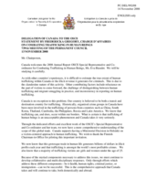 Statement by the Delegation of Canada in response to the report by the Special Representative and Co-ordinator for Combating Trafficking in Human Beings, Eva Biaudet