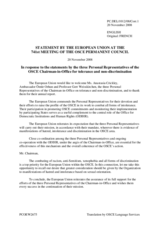 Statement by the French Presidency of the Council of the European Union in response to the report by the Three Personal Representatives of the Chairman-in-Office on Tolerance