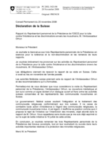 Statement by the Delegation of Switzerland in response to the report by the Three Personal Representatives of the Chairman-in-Office on Tolerance (fr)