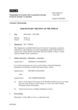 Journal of the 426th Plenary Meeting of the Forum for Security Co-operation