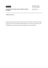 Presentation by Major General Paul Schafer, United States European Command (EUCOM), on the U.S. European Command's Strategy for Active Security