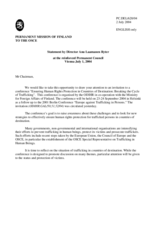 Statement by Anu Laamanen Ryter, Director of the Unit for the OSCE, Council of Europe and Civil Crisis Management at the Ministyry of Foreign Affairs of Finland