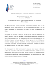 Statement by the French Presidency of the Council of the European Union in response to the report by the High Commissioner on National Minorities, Ambassador Knut Vollebaek