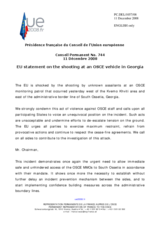 Statement by the French Presidency of the Council of the European Union on the shooting at an OSCE vehicle in Georgia