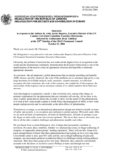 Statement by the Delegation of the Republic of Armenia in response to the statement made by Mr. Javier Ruperez, Executive Director of the UN CTED