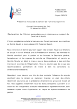 Statement by the French Presidency of the Council of the European Union in response to the report of the Audit Committee (fr)