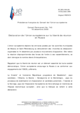 Statement by the French Presidency of the Council of the European Union regarding freedom of assembly in Russia (fr)