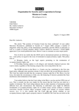 Letter to the editor of Vjesnik