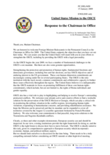 Statement by the Delegation of the United States in response to the address by the Chairperson-in-Office, Minister of Foreign Affairs of Greece, H.E. Dora Bakoyannis