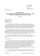 Statement by the Delegation of Morocco in response to the address by the Chairperson-in-Office, Minister of Foreign Affairs of Greece, H.E. Dora Bakoyannis