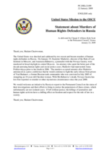 Statement by the Delegation of the United States on the murders of human rights defenders in Russia