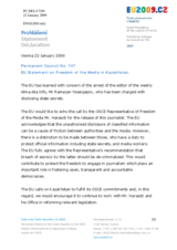 Statement by the Czech Presidency of the Council of the European Union on  the arrest of journalist in Kazakhstan, Ramazan Yesergepov