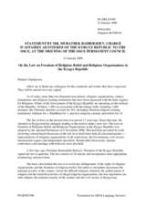 Statement by the Delegation of the Kyrgyz Republic on the Law on Freedom of Religious Belief and Religious Organizations in the Kyrgyz Republic