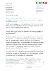 Statement by the Czech Presidency of the Council of the European Union on violence against journalists and human rights defenders in Russia