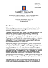Statement by the Delegation of Norway in response to the address by the Minister for Foreign Affairs of the Czech Republic, Karel Schwarzenberg