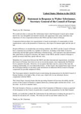 Statement by the Delegation of the United States of America in response to Mr. Walter Schwimmer, Secretary General of the Council of Europe