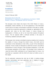 Statement by the Czech Presidency of the Council of the European Union in response to the report by the Head of OSCE Mission in Kosovo, Ambassador Werner Almhofer