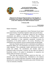 Statement by the Delegation of Kazakhstan on new legislation