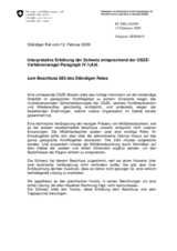 Interpretive Statement by the Delegation of Switzerland on the Permanent Council Decision to extend PC Decision No. 861