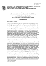 Statement by the Delegation of Armenia in response to Mr. Walter Schwimmer, Secretary General of the Council of Europe