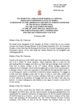 Statement by the Delegation of Serbia in response to the address by the Deputy Minister for Foreign Affairs of the Russian Federation, Alexander Grushko on "Strengthening European Security Architecture: Way Ahead"