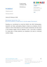 Statement by the Czech Presidency of the Council of the European Union on elections to the European Parliament on 4-7 June 2009