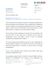 Statement by the Czech Presidency of the Council of the European Union on legislation on freedom of religion in Kazakhstan