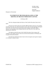 Statement by the Delegation of Switzerland in resopnse to the report by the Director of the Conflict Prevention Centre (CPC) of the OSCE
