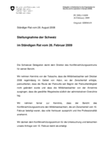 Statement by the Delegation of Switzerland in resopnse to the report by the Director of the Conflict Prevention Centre (CPC) of the OSCE (de)