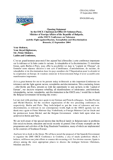 Opening Statement by the OSCE Chairman-in-Office Solomon Passy, Minister of Foreign Affairs of Bulgaria