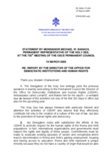 Statement by the Delegation of the Holy See in response to Report of ODIHR Director Janez Lenarcic