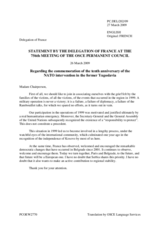 Statement by the Delegation of France on the 10th anniversary of NATO air strikes against the former Federal Republic of Yugoslavia
