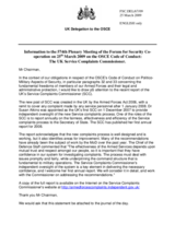 Statement by the Delegation of the United Kingdom on the OSCE Code of Conduct: the UK Service Complaints Commissioner.