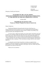 Statement by the Delegation of the Russian Federation on a Central Asian Nuclear-Weapon Free Zone