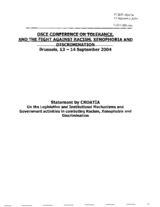 Statement by Croatia on the Legislative and Institutional Mechanisms and Government activities in combating Racism, Xenophobia and Discrimination