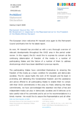 Statement by the Czech Presidency of the Council of the European Union in response to the report by the Representative for the Freedom of the Media, Miklos Haraszti