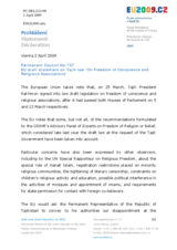 Statement by the Czech Presidency of the Council of the European Union on Tajik law "On Freedom of Conscience and Religious Associations"