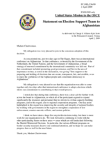 Statement by the Delegation of the United States on Election Support Team to Afghanistan