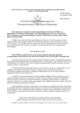 Recommendations of the United States Commission on International Religious Freedom (USCIRF), session 1