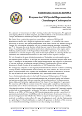 Statement by the Delegation of the United States in response to the report by the Special Representative of the CiO, Ambassador Charalampos Christopoulos