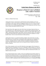 Statement by the Delegation of the United States in response to the report by the Head of the OSCE Centre in Bishkek, Ambassador Andrew Tesoriere