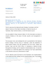 Statement by the Czech Presidency of the Council of the European Union in response to the National Border Strategy Coordinator and first deputy Chairman of the State Committee on National Security of the Republic of Tajikistan, Major-General Kasym Gafarov