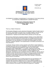 Statement by the Delegation of Norway in response to the report by the Head of the OSCE Office in Tajikistan, Ambassador Vladimir Pryakhin