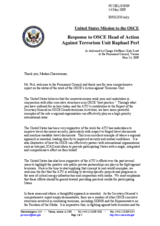 Statement by the Delegation of the United States in response to report by the Head of the OSCE Action against Terrorism Unit, Raphael F. Perl