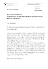 Statement by the Delegation of Switzerland in response to the report by the Head of the OSCE Office in Tajikistan, Ambassador Vladimir Pryakhin (de)