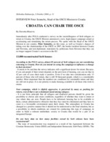 Interview with the Head of the OSCE Mission to Croatia, Slobodna Dalmacija