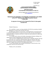 Statement by the Delegation of Kazakhstan in response to report by the Head of the OSCE Action against Terrorism Unit, Raphael F. Perl