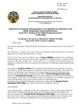 Statement by the Delegation of Kazakshtan in response to the report by the Head of the OSCE Office in Tajikistan, Ambassador Vladimir Pryakhin